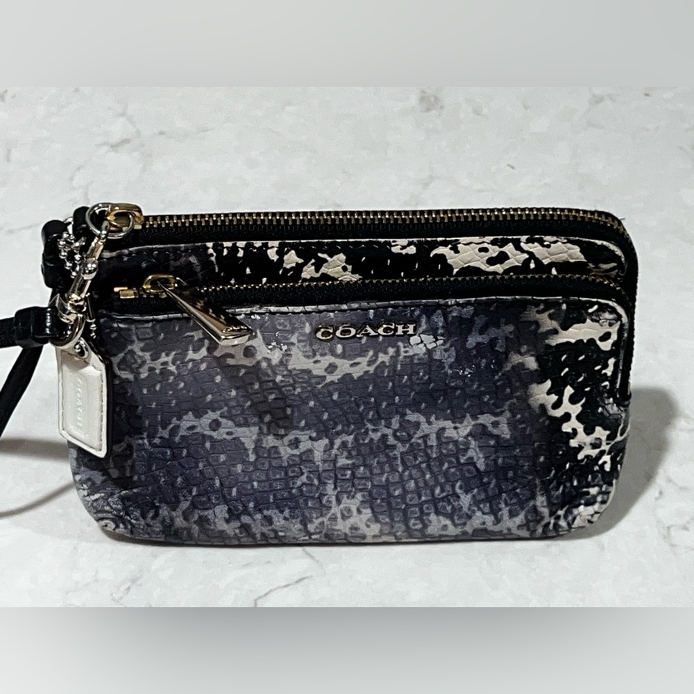 Coach Madison Two-Tone Python Embossed Double Zip… - image 1